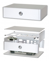 Embedded computer with CPU Intel Atom Z510/Z530 1.6GHz, 2GB RAM, SATA, CF, 1x RS232, VGA, LAN, 4x USB, audio, fanless, size 200x150x51mm, Windows