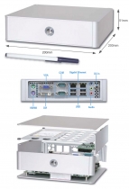 Embedded computer with CPU Intel Atom N270 1.6GHz, 2GB RAM, SATA, CF, Mini-PCIe, 1x RS232/422/485, DVI, VGA, 2x Gigabit Ethernet, 4x USB, audio, fanless, size 200x200x51mm, WT-5+45, fanless., Windows, 1x RS-232