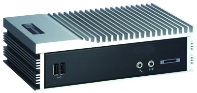 Embedded computer, Intel Atom N270 1.6GHz, 3x RS-232, 1x VGA, audio, 1x PS/2, 2x 1000base-tx, 4x USB, 1x 2.5" SATA HDD, CF, fanless, din rail, CAN