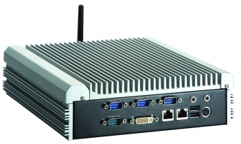 Fanless Embedded System, Intel Core 2 Duo, 2GB RAM, 1x RS232/422/485, 2x RS232, 1x DVI-I, 1x PS/2, 1x 1000base-tx, 2x USB, 1x 2.5" SATA HDD, WiFi, Bluetooth, 3G, GPS, CAN