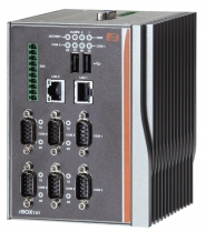 Fanless Embedded System, Intel Atom 1.1GHz, 1x DIO, 6x RS232/422/485, 1x 100Base-tx, 1x 1000base-tx, 2x USB, 1x VGA, CF, SD, Wifi, 3G, wt, din-rail
